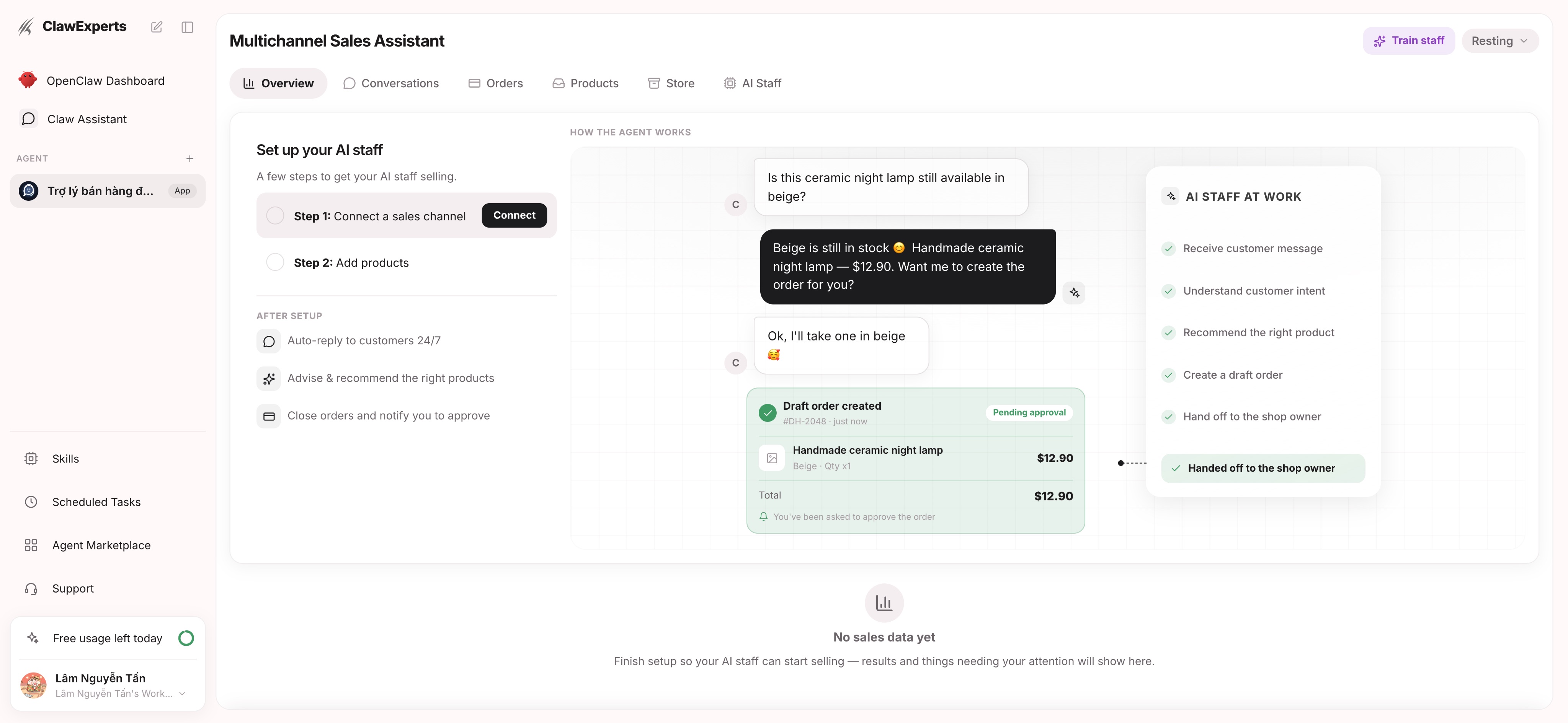 Multi-channel Sales Agent dashboard