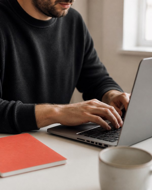 Business owner working on a laptop